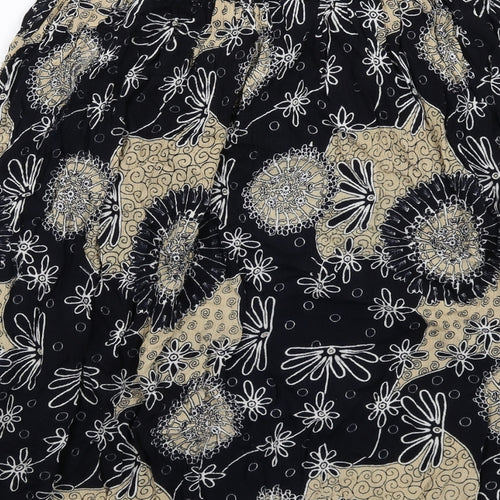 Saloos Womens Multicoloured Geometric Viscose Swing Skirt Size M Drawstring