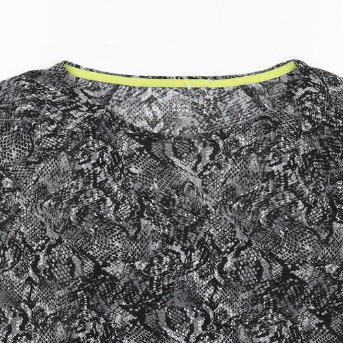 GOODMOVE Womens Grey Animal Print Polyester Pullover T-Shirt Size 14 Boat Neck Pullover - Snake Print