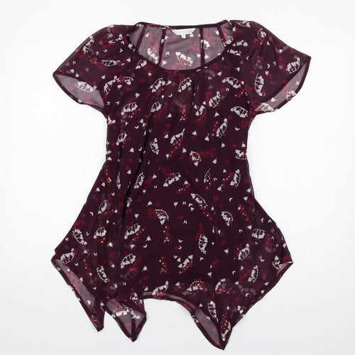 RJR.John Rocha Womens Purple Geometric Polyester Basic Blouse Size 10 Scoop Neck