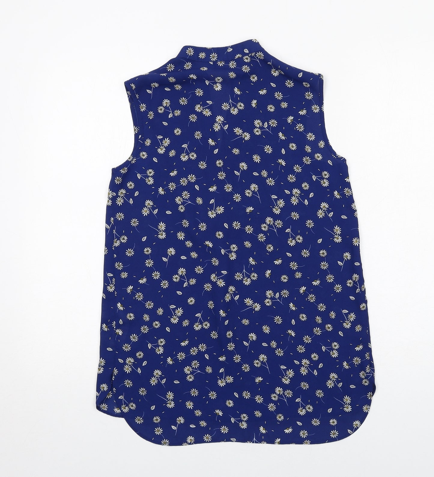 Dorothy Perkins Womens Blue Floral Polyester Basic Blouse Size 6 V-Neck