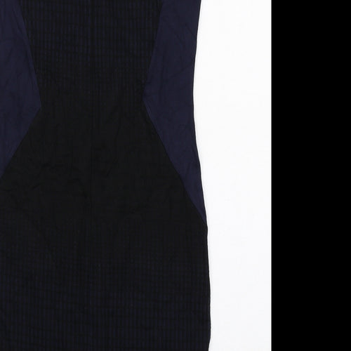 NEXT Womens Blue Colourblock Cotton A-Line Size 14 Round Neck Zip