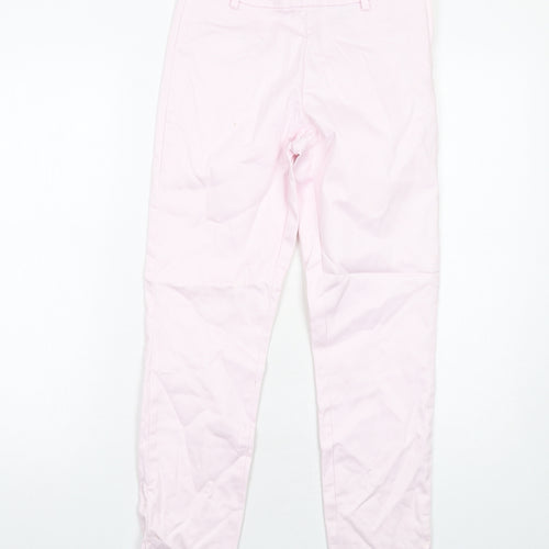 H&M Womens Pink Cotton Chino Trousers Size 8 Regular Zip