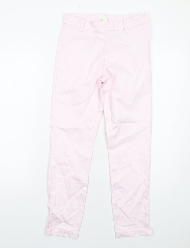 H&M Womens Pink Cotton Chino Trousers Size 8 Regular Zip