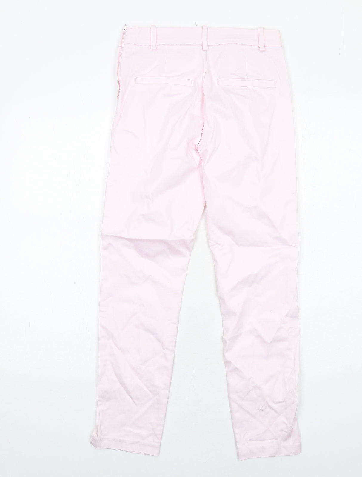 H&M Womens Pink Cotton Chino Trousers Size 8 Regular Zip