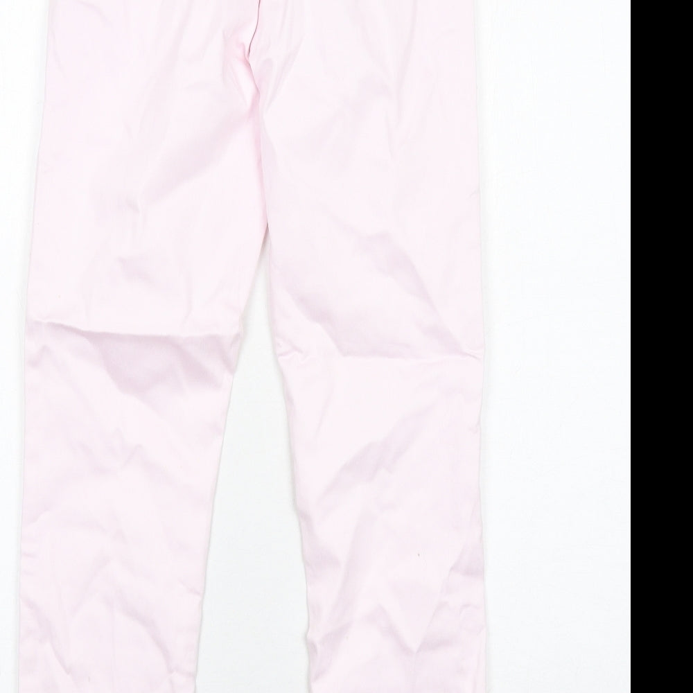 H&M Womens Pink Cotton Chino Trousers Size 8 Regular Zip