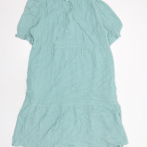 Marks and Spencer Womens Blue Cotton Trapeze & Swing Size 14 Round Neck Pullover