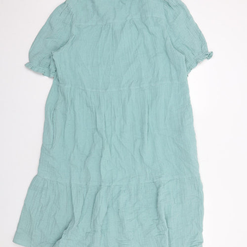Marks and Spencer Womens Blue Cotton Trapeze & Swing Size 14 Round Neck Pullover