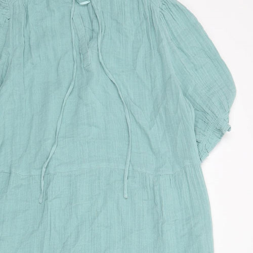 Marks and Spencer Womens Blue Cotton Trapeze & Swing Size 14 Round Neck Pullover