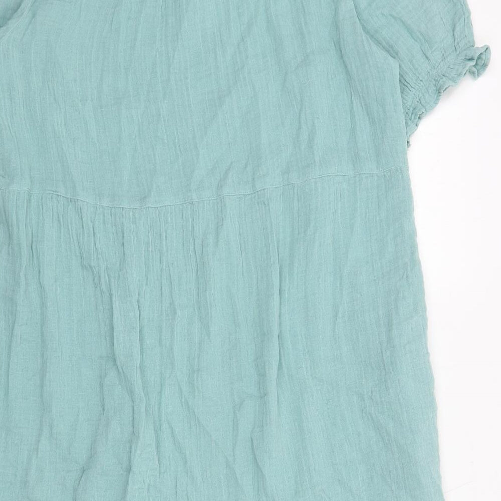 Marks and Spencer Womens Blue Cotton Trapeze & Swing Size 14 Round Neck Pullover