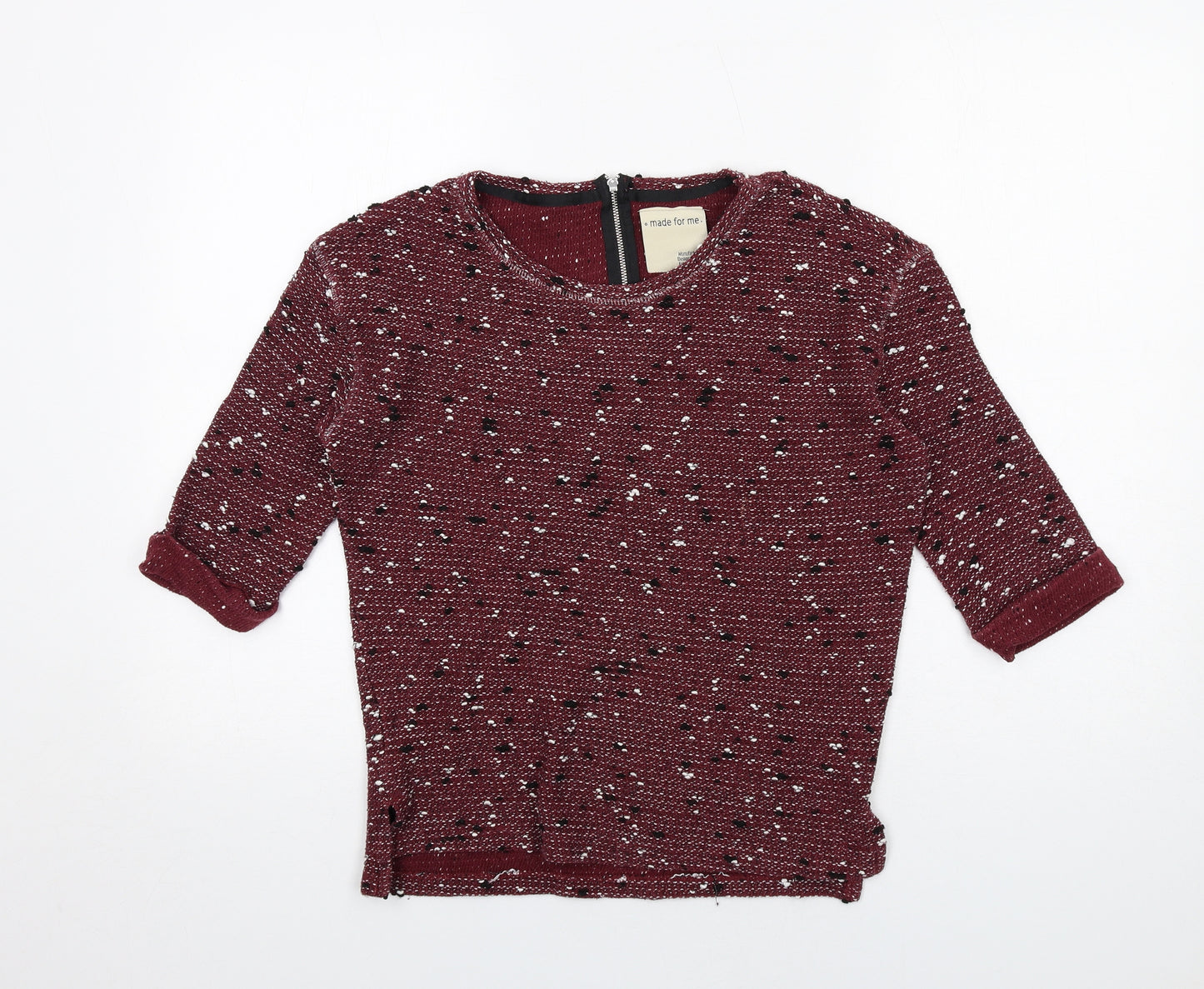 Made for Me Womens Red Round Neck Cotton Pullover Jumper Size 8