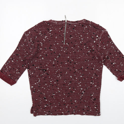 Made for Me Womens Red Round Neck Cotton Pullover Jumper Size 8