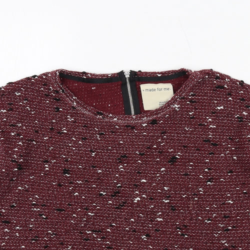 Made for Me Womens Red Round Neck Cotton Pullover Jumper Size 8