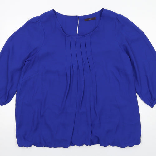 Evans Womens Blue Polyester Basic Blouse Size 22 Round Neck