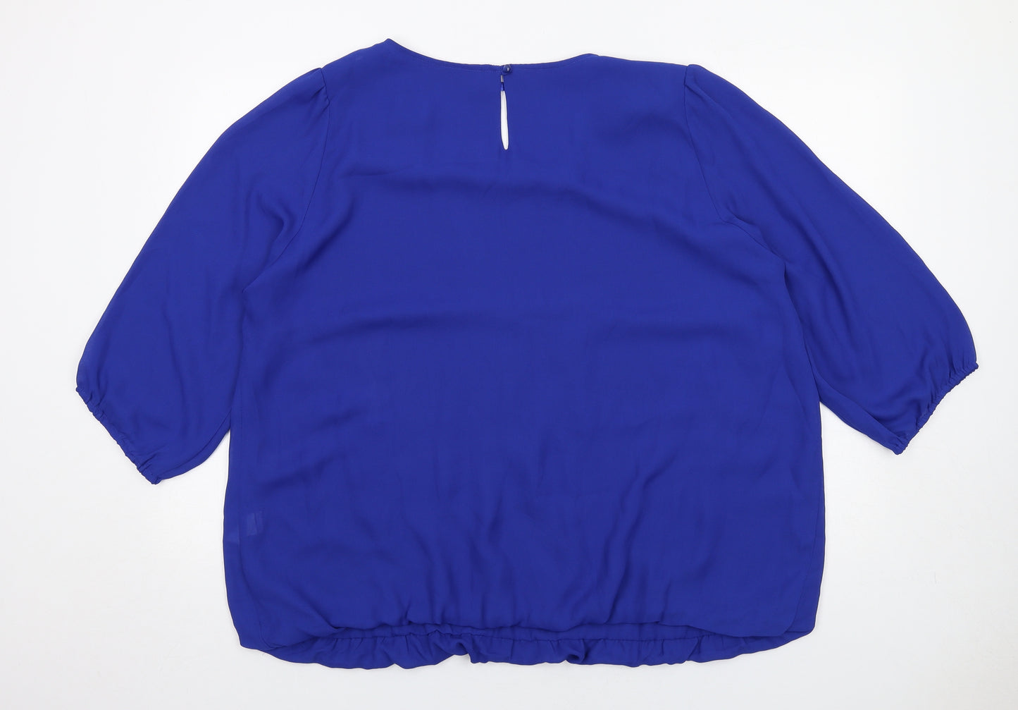 Evans Womens Blue Polyester Basic Blouse Size 22 Round Neck
