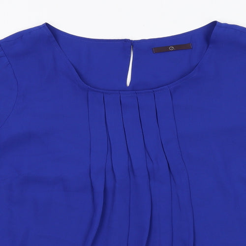 Evans Womens Blue Polyester Basic Blouse Size 22 Round Neck