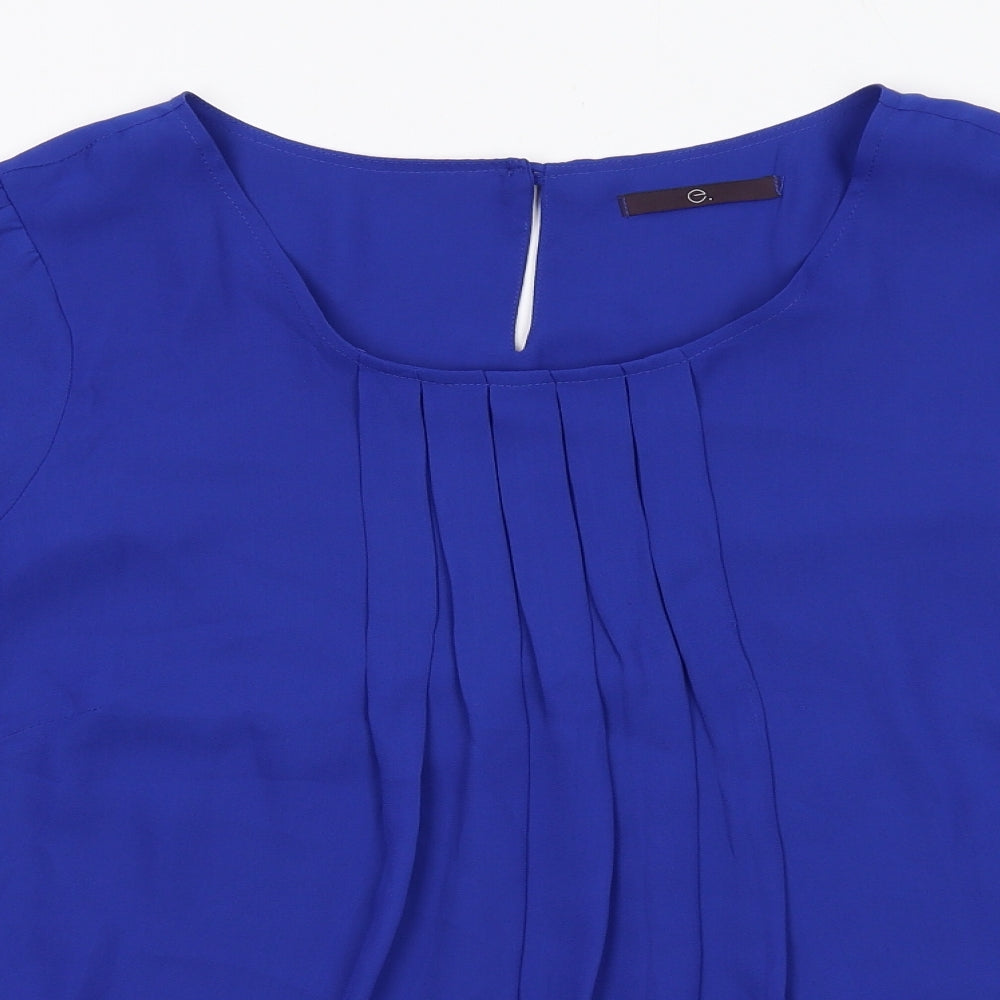 Evans Womens Blue Polyester Basic Blouse Size 22 Round Neck