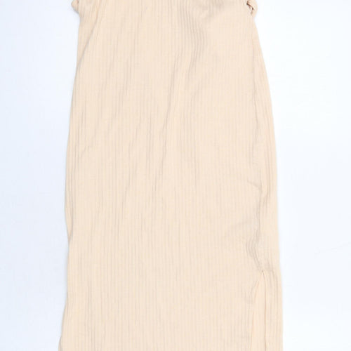 Missguided Womens Beige Polyester Tank Dress Size 10 V-Neck Pullover