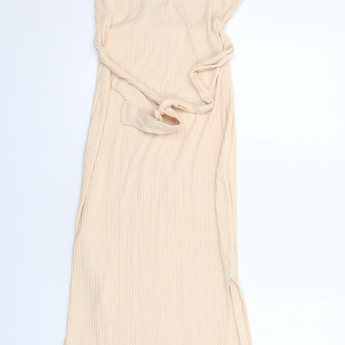 Missguided Womens Beige Polyester Tank Dress Size 10 V-Neck Pullover