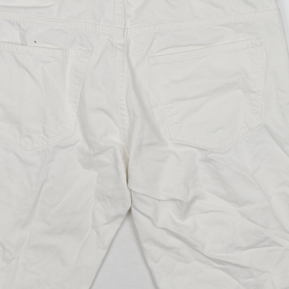River Island Mens White Cotton Bermuda Shorts Size 30 in Regular Zip