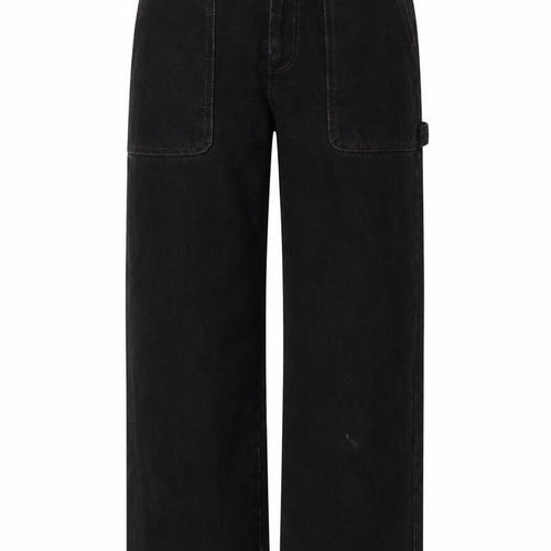 Monki Womens Black Cotton Wide-Leg Jeans Size 25 in Regular Zip