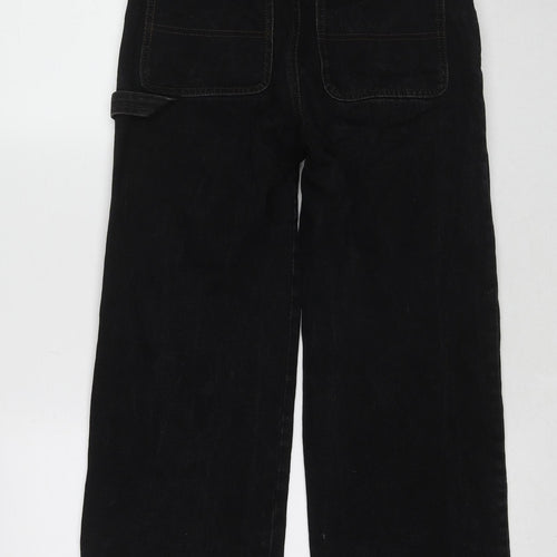Monki Womens Black Cotton Wide-Leg Jeans Size 25 in Regular Zip