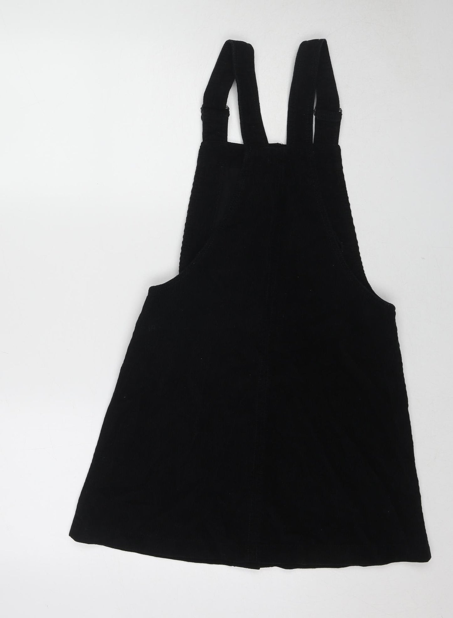 Cooperative Womens Black Cotton Pinafore/Dungaree Dress Size XS Square Neck Button