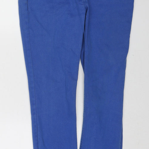 F&F Womens Blue Cotton Straight Jeans Size 12 Regular Zip