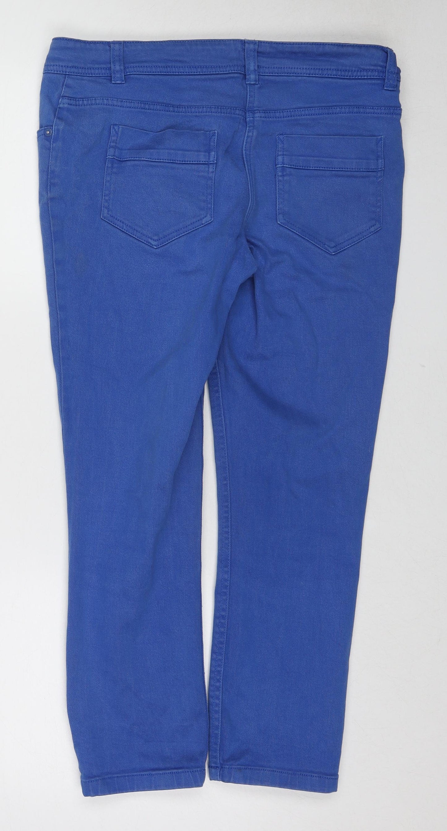 F&F Womens Blue Cotton Straight Jeans Size 12 Regular Zip