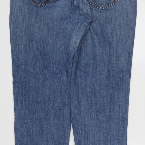 TU Womens Blue Cotton Straight Jeans Size 14 Regular Zip