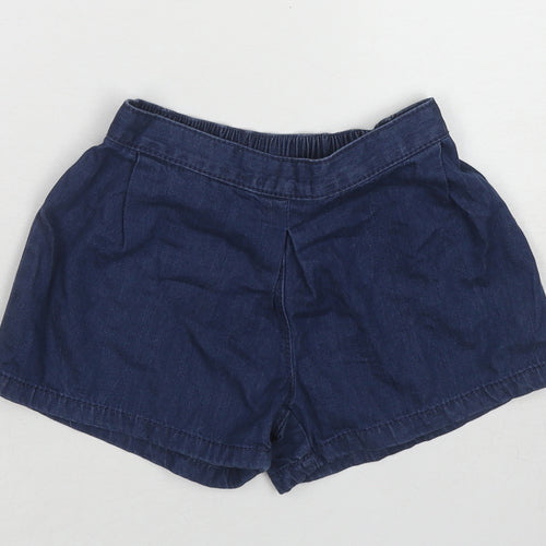 NEXT Girls Blue Cotton Boyfriend Shorts Size 4-5 Years Regular