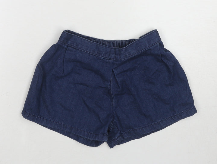 NEXT Girls Blue Cotton Boyfriend Shorts Size 4-5 Years Regular