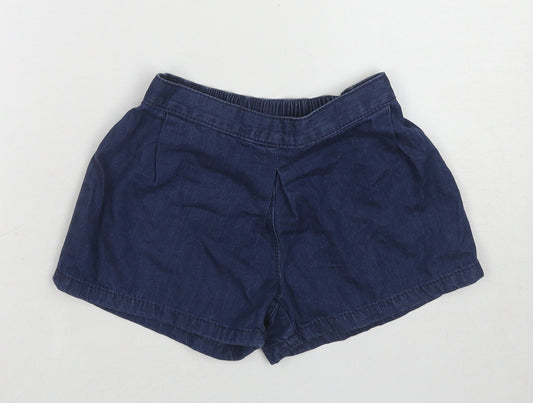 NEXT Girls Blue Cotton Boyfriend Shorts Size 4-5 Years Regular