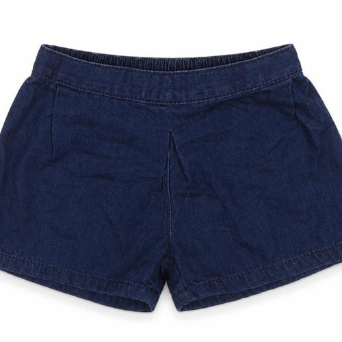 NEXT Girls Blue Cotton Boyfriend Shorts Size 4-5 Years Regular