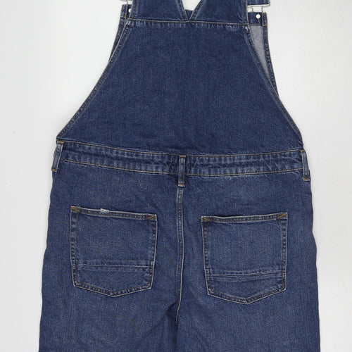 River Island Womens Blue Cotton Dungaree One-Piece Size L Buckle