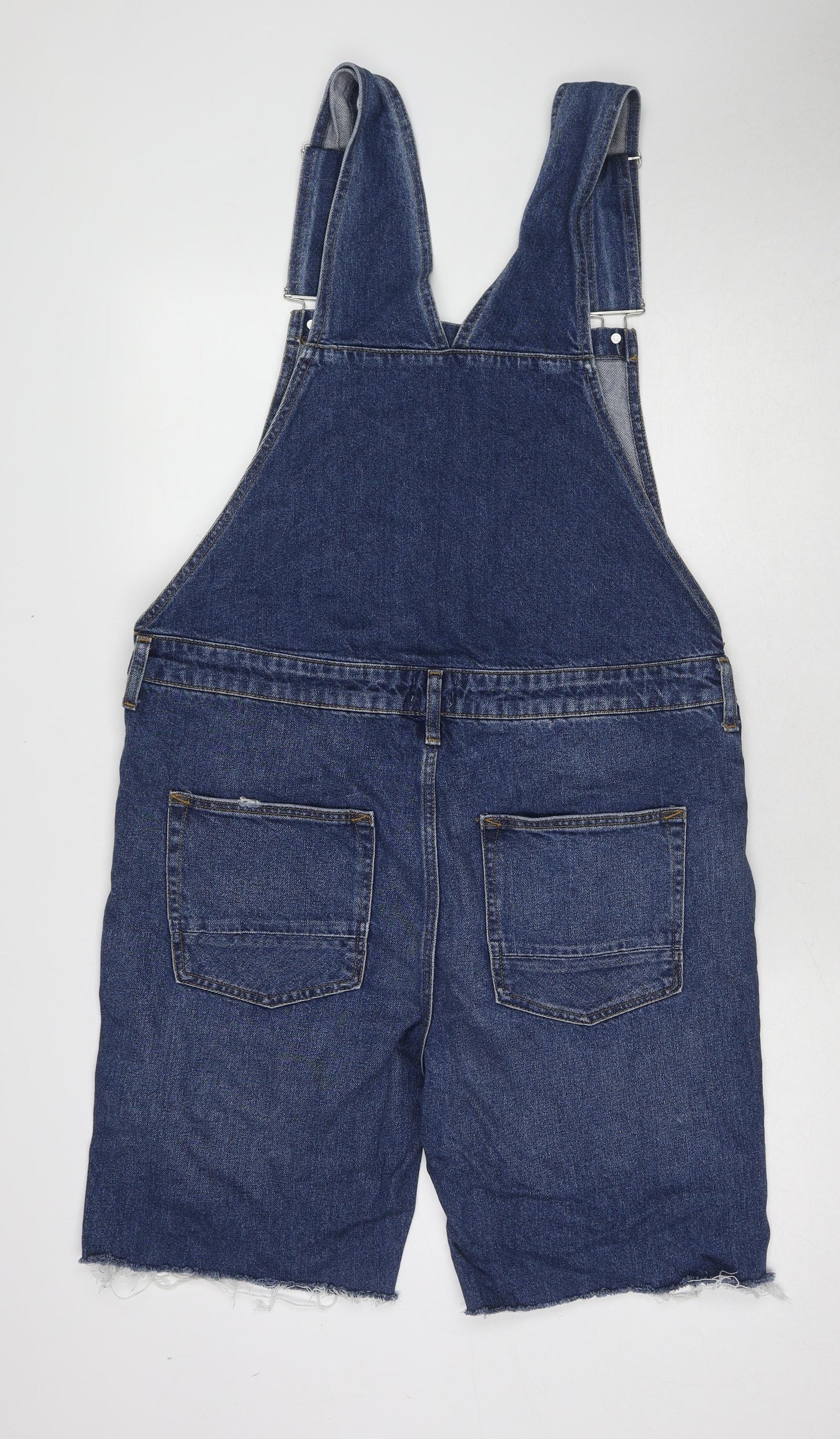 River Island Womens Blue Cotton Dungaree One-Piece Size L Buckle