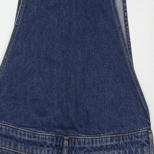 River Island Womens Blue Cotton Dungaree One-Piece Size L Buckle
