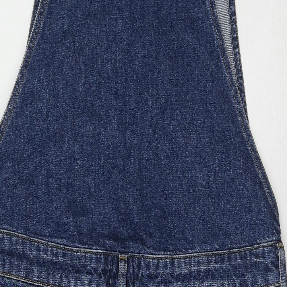 River Island Womens Blue Cotton Dungaree One-Piece Size L Buckle