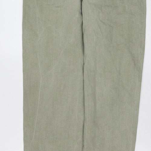 Bershka Womens Green Cotton Straight Jeans Size 6 Regular Zip