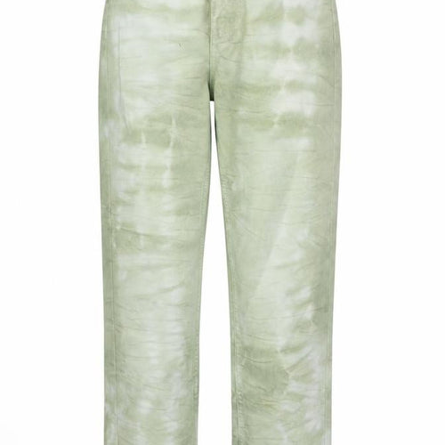 Stradivarius Womens Green Geometric Cotton Straight Jeans Size 6 Regular Zip - Tie dye effect