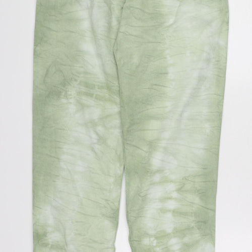 Stradivarius Womens Green Geometric Cotton Straight Jeans Size 6 Regular Zip - Tie dye effect