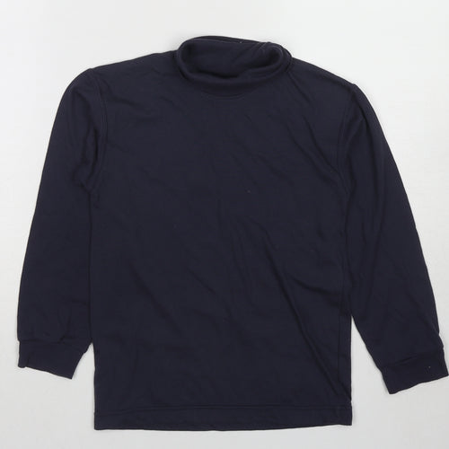 Adams Girls Black Cotton Basic T-Shirt Size 8 Years Roll Neck Pullover