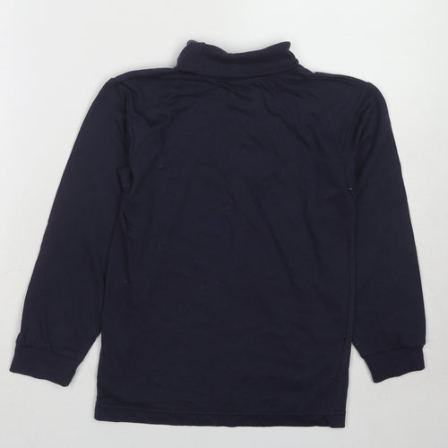 Adams Girls Black Cotton Basic T-Shirt Size 8 Years Roll Neck Pullover