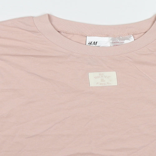 H&M Girls Pink Cotton Cropped T-Shirt Size 15-16 Years Round Neck Pullover - Be Brave and Free