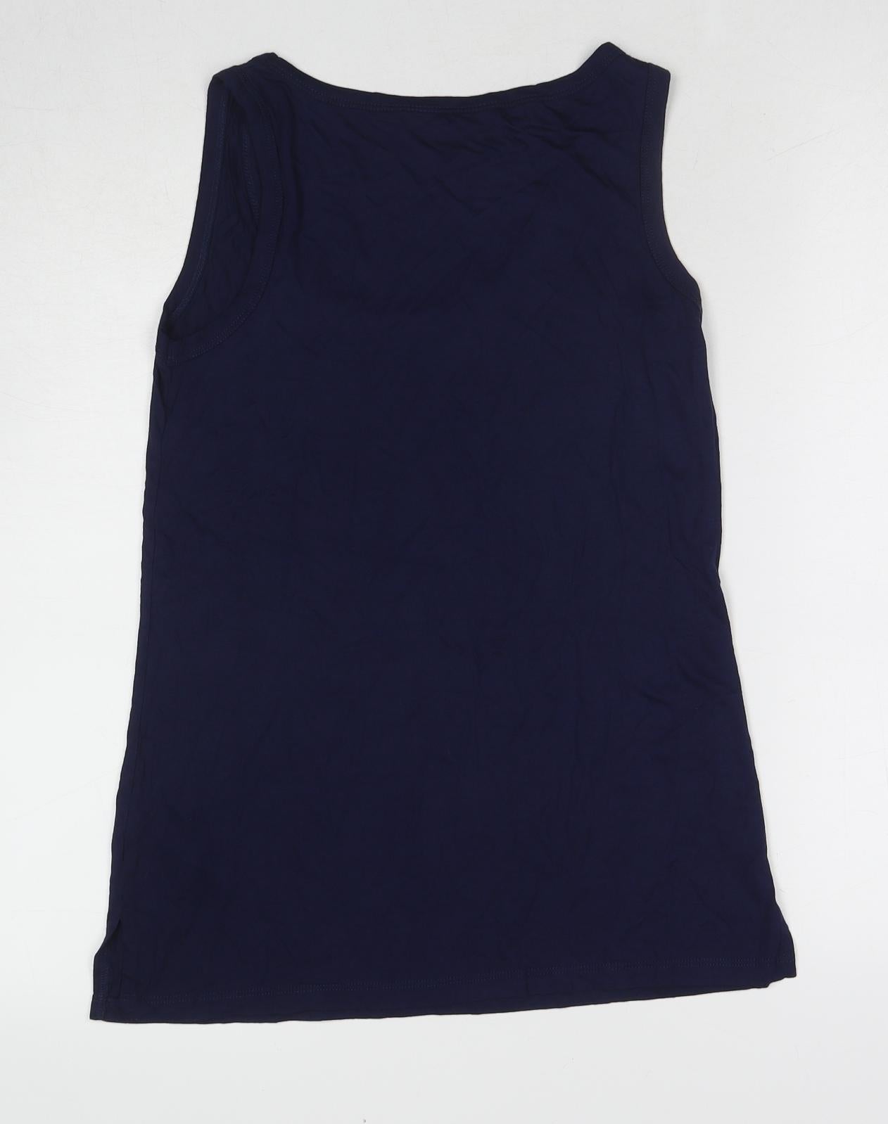 Dorothy Perkins Womens Blue Viscose Basic Tank Size 10 Scoop Neck