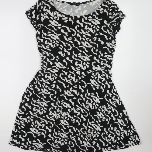 Dorothy Perkins Womens Black Geometric Cotton A-Line Size 12 Round Neck Pullover