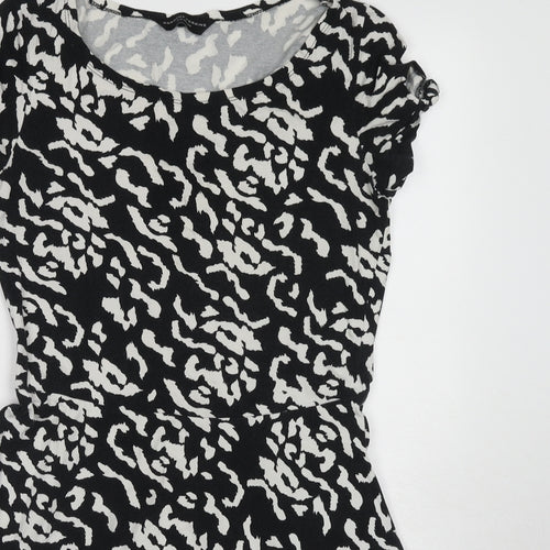 Dorothy Perkins Womens Black Geometric Cotton A-Line Size 12 Round Neck Pullover