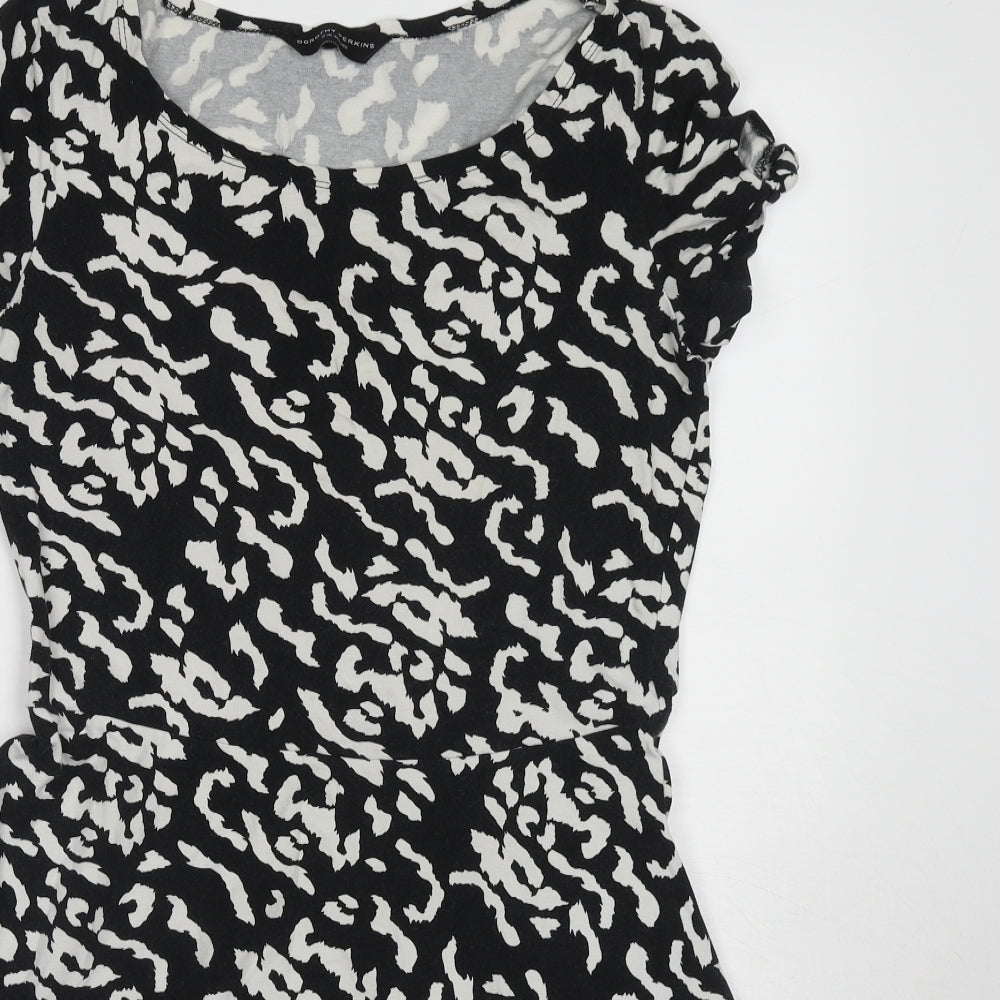Dorothy Perkins Womens Black Geometric Cotton A-Line Size 12 Round Neck Pullover