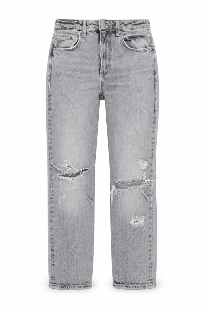 H&M Womens Grey Cotton Straight Jeans Size 10 L26 in Regular Button