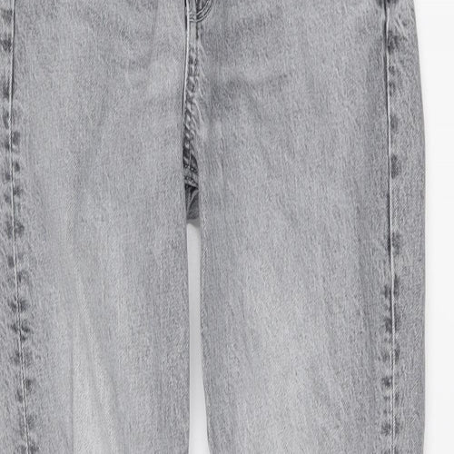 H&M Womens Grey Cotton Straight Jeans Size 10 L26 in Regular Button