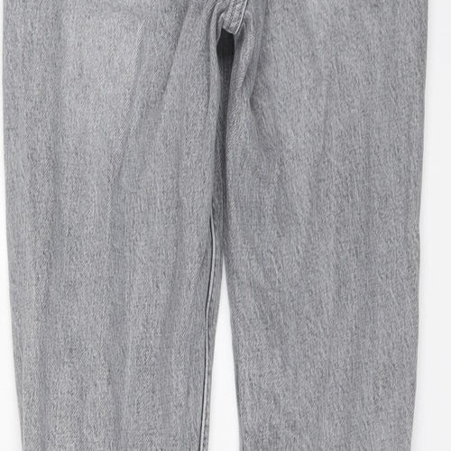 H&M Womens Grey Cotton Straight Jeans Size 10 L26 in Regular Button
